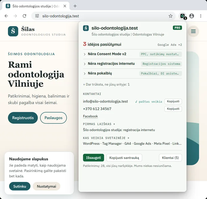 Lead Qualifier ant odontologijos klinikos svetainės: trys idėjos pasiūlymui ir kontaktai